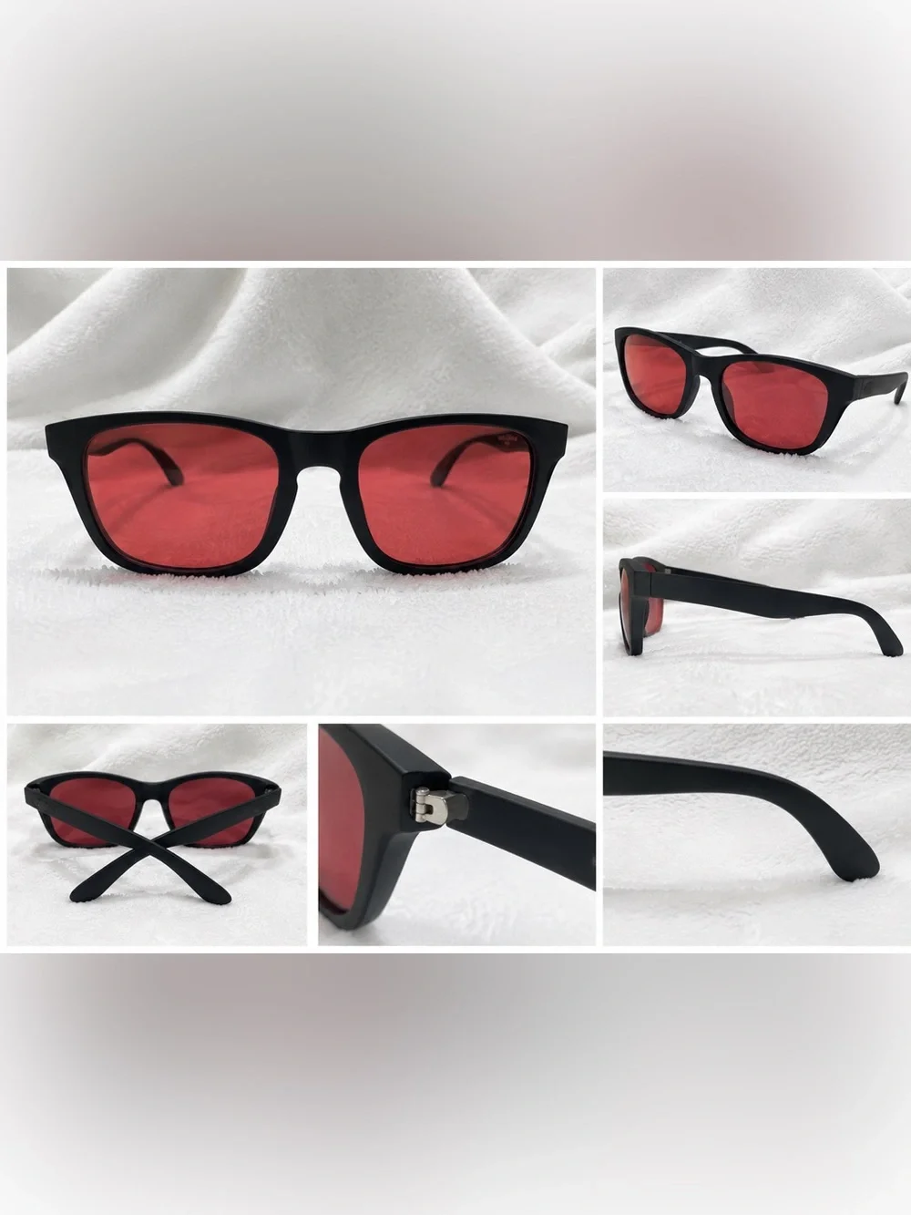 Matte Black Sunglasses with Red Tinted Lenses
